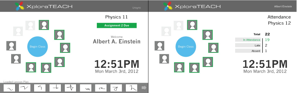 Teacher Screen wireframe